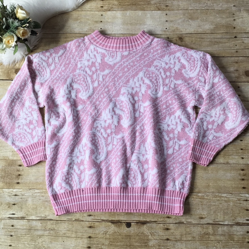 Vintage Domani Pink Sparkle Sweater Size XL